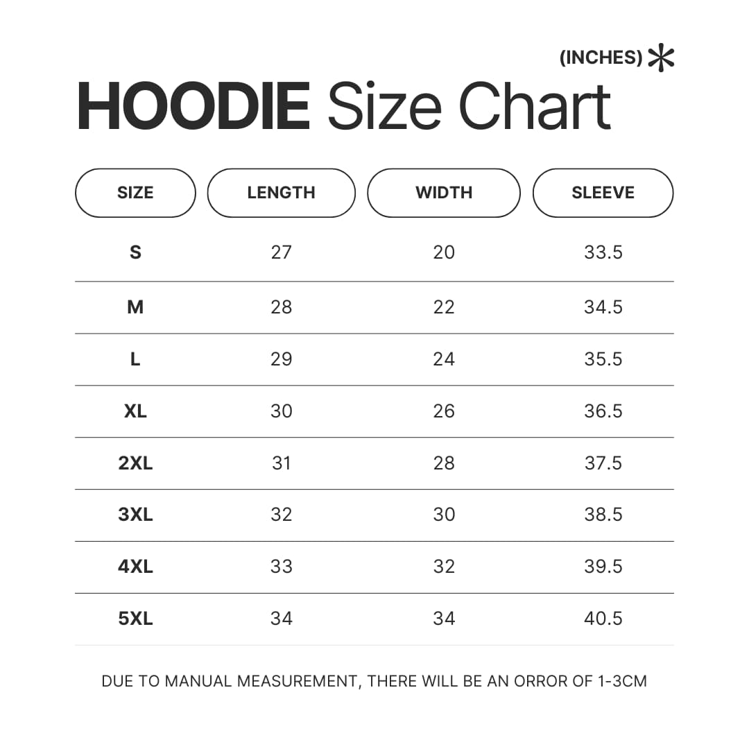 Hoodie Size Chart - Garfield Store