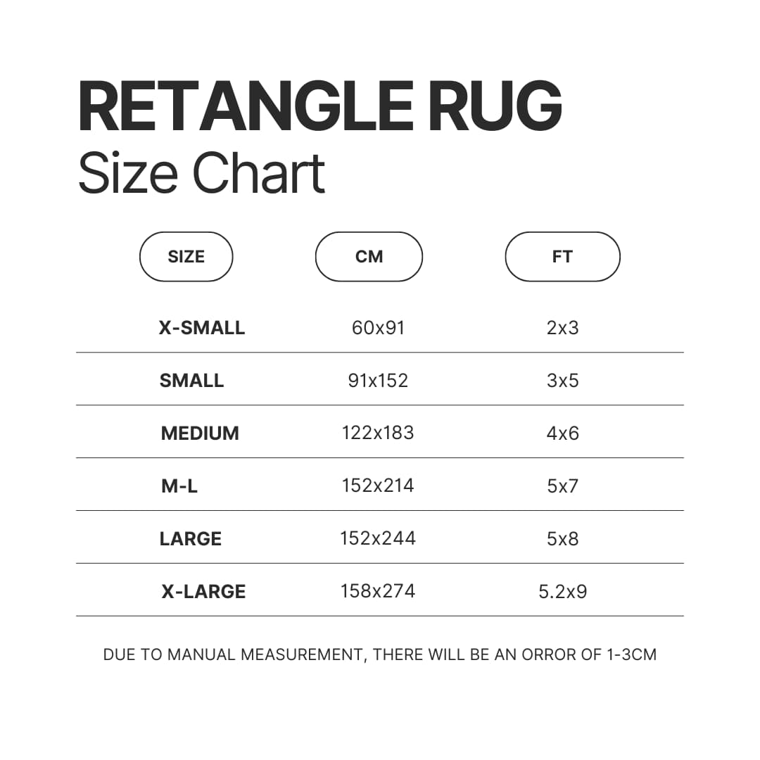 Retangle Rug Size Chart - Garfield Store