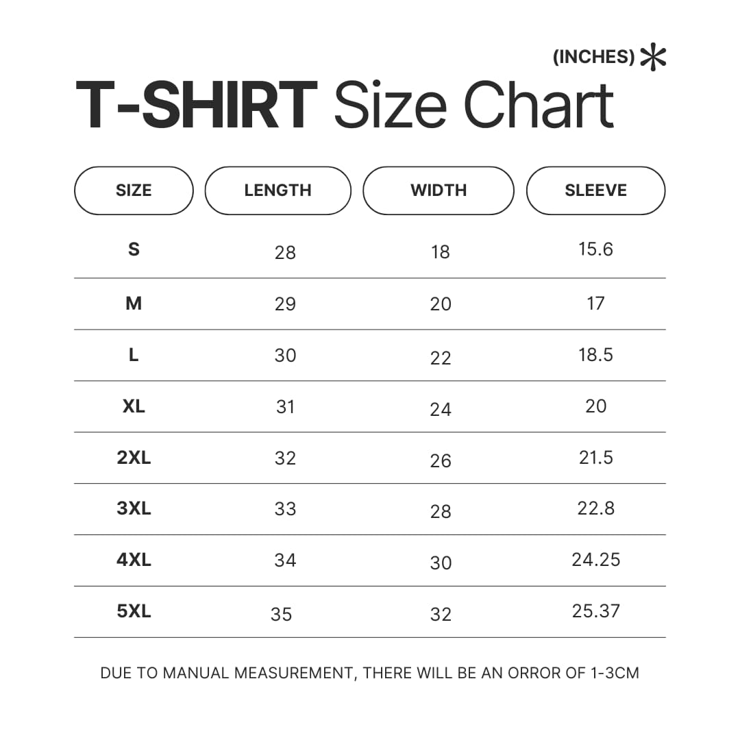 T shirt Size Chart - Garfield Store