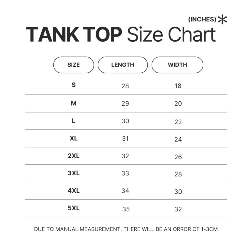 Tank Top Size Chart - Garfield Store