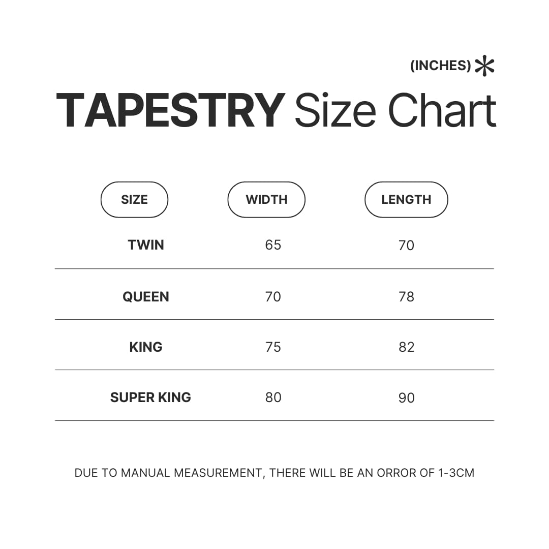 Tapestry Size Chart - Garfield Store