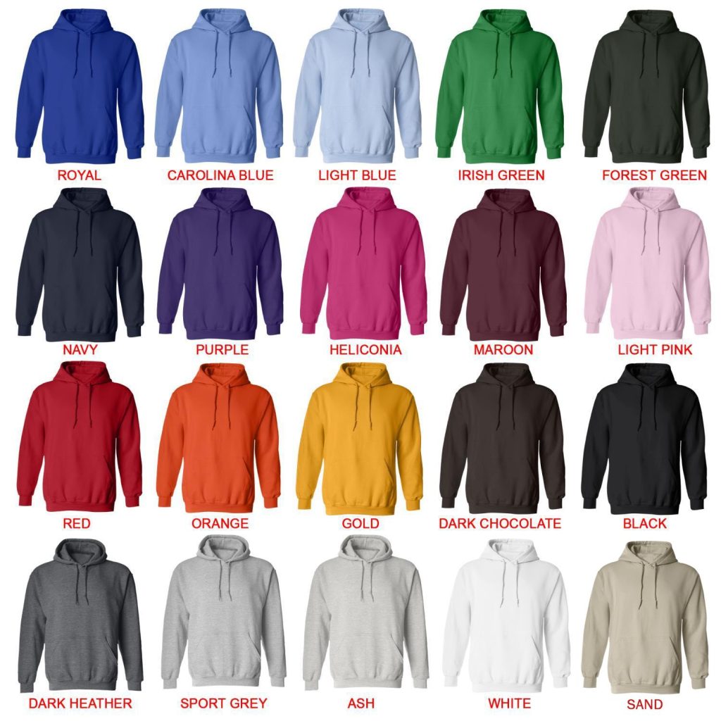 hoodie color chart - Garfield Store